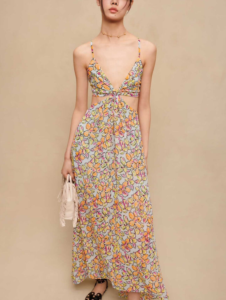 Maxi abito cut-out floreale