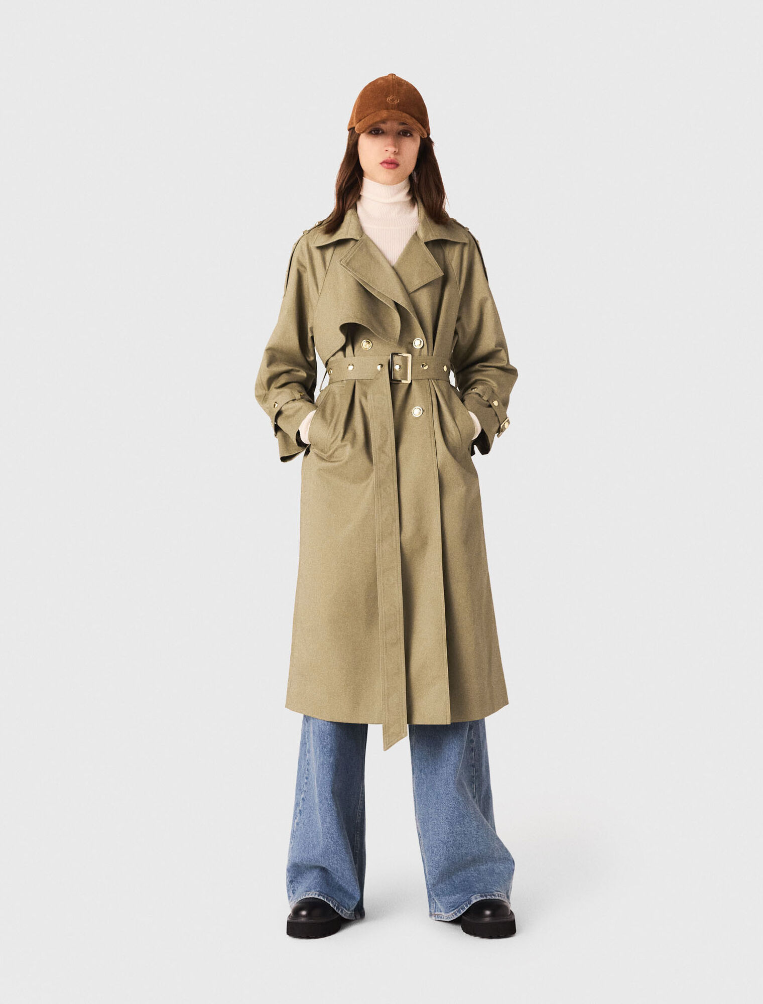 Trench borchie collo rimovibile