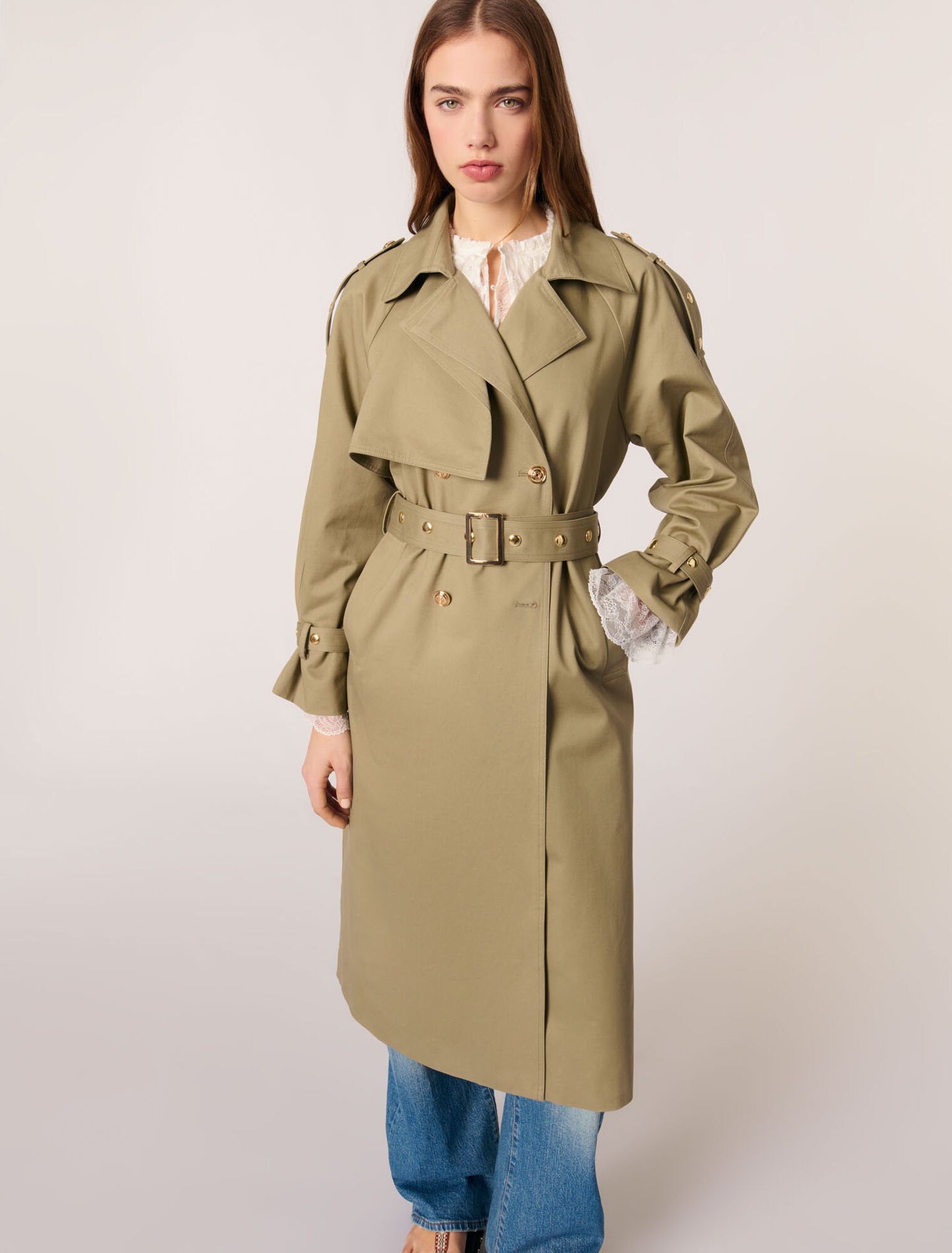 Trench borchie collo rimovibile