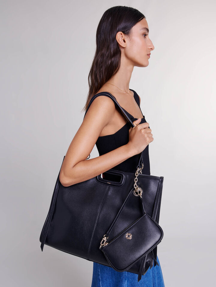 Tote bag in pelle con frange