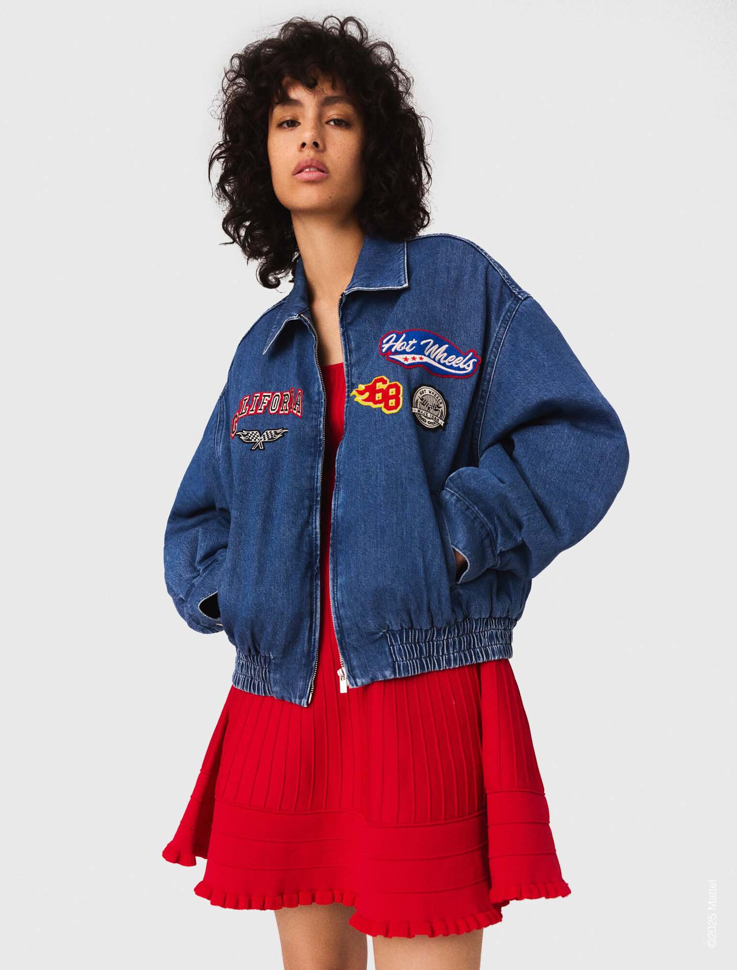 Giacca oversize in denim ricamato