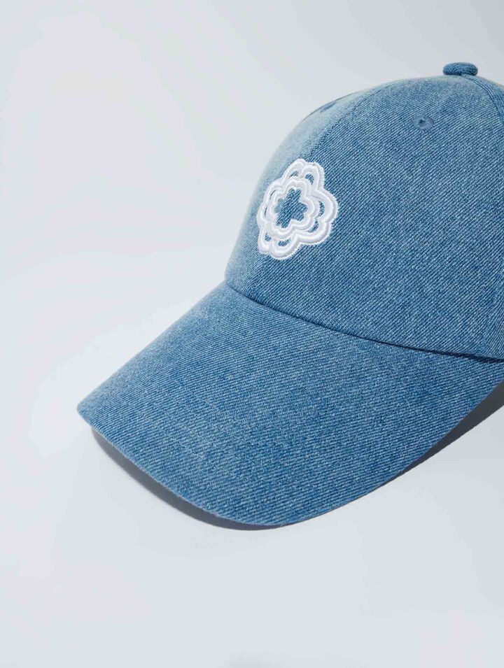 Cappello in denim con logo Clover