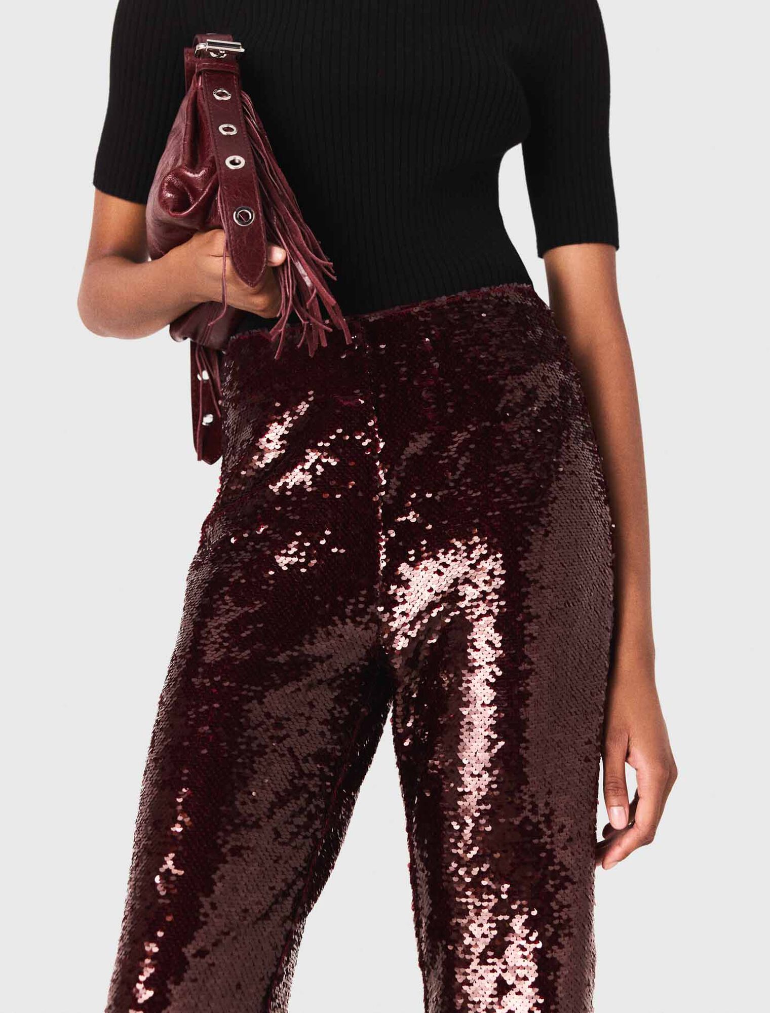 Pantaloni ricamati con paillettes