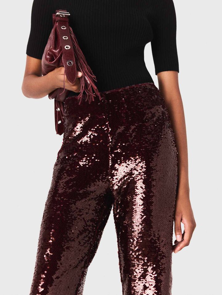 Pantaloni ricamati con paillettes