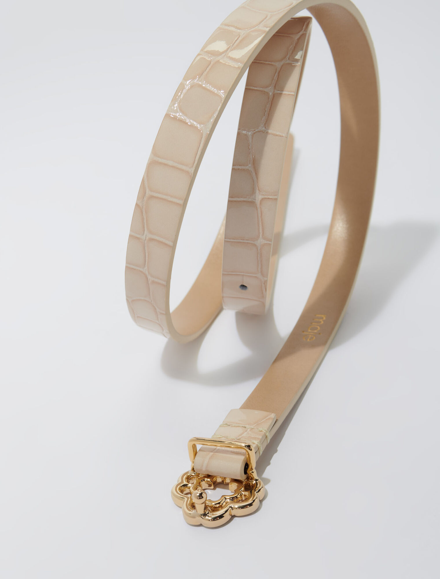 Cintura sottile pelle fibbia Clover