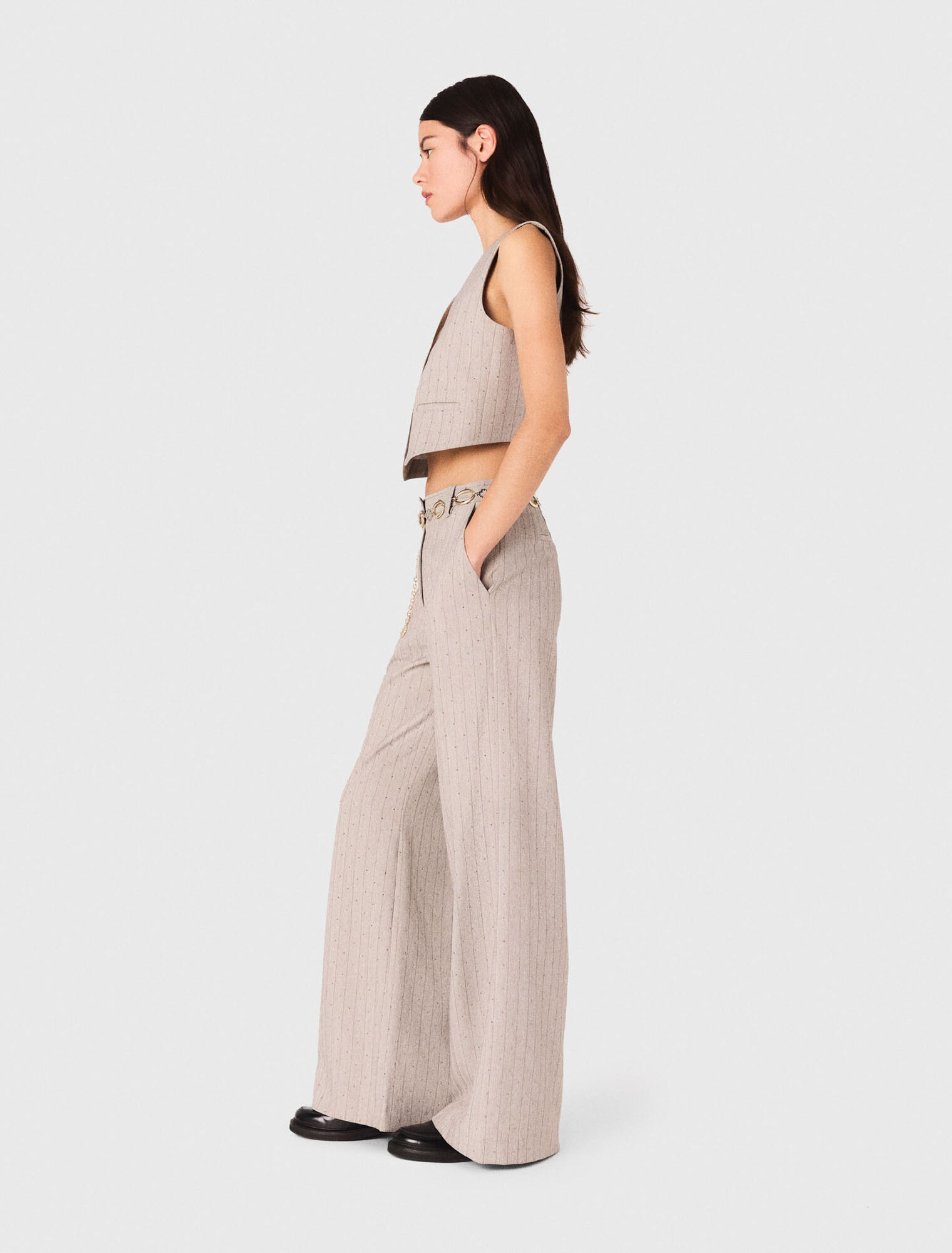 Pantaloni da tailleur con strass