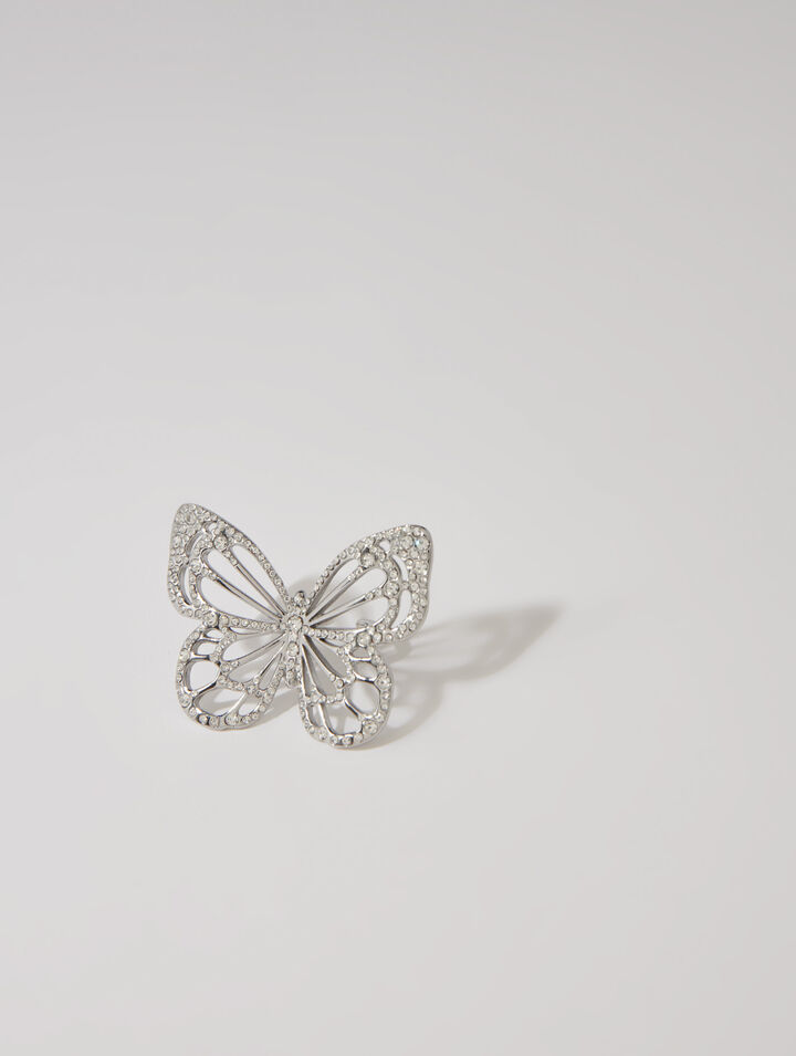Anello con farfalla glitterata
