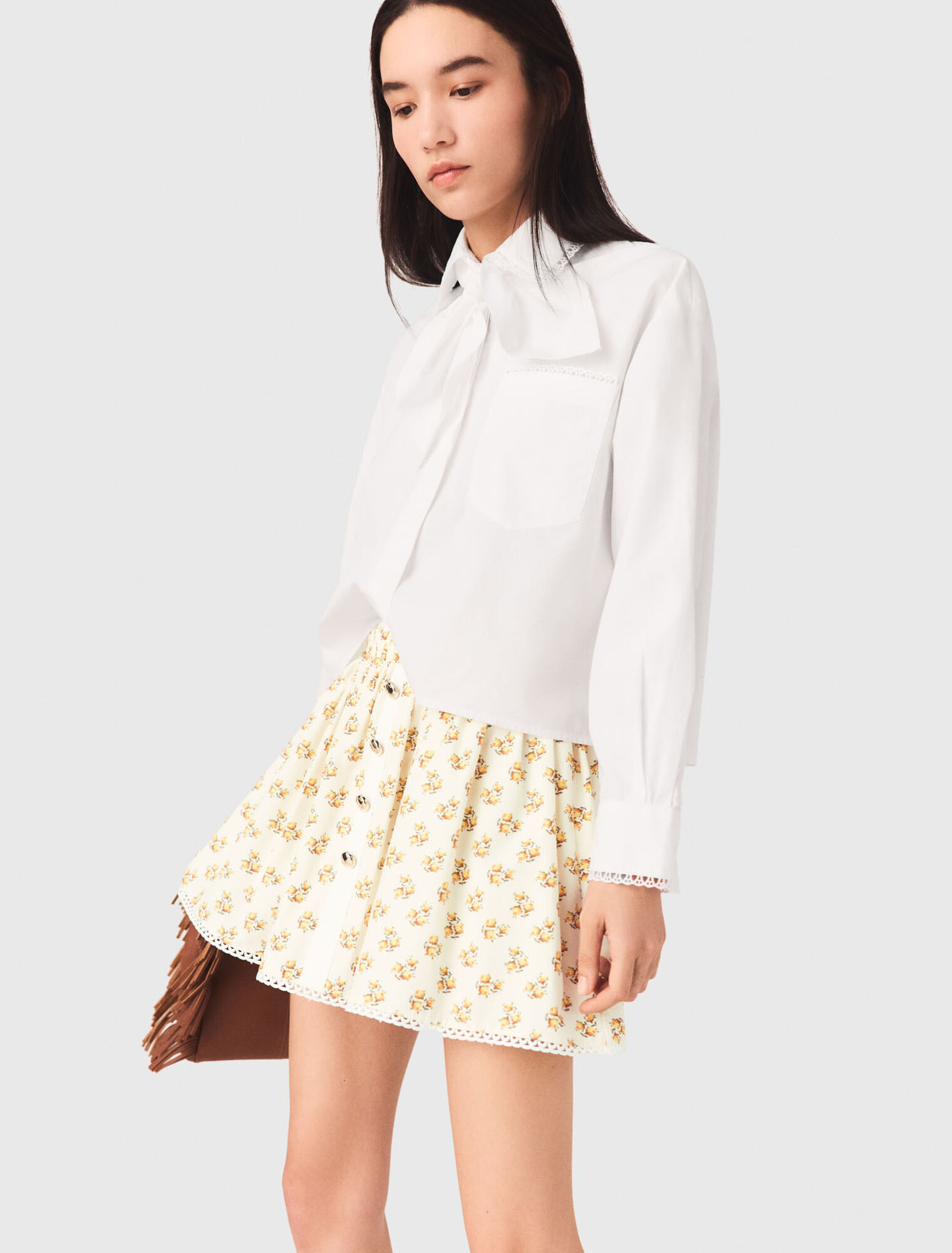 Gonna stampata con bordo a zig zag