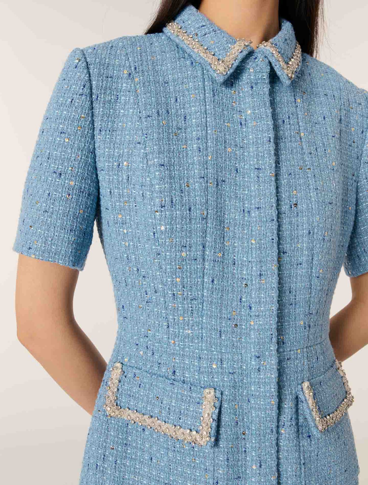 Abito corto in tweed e paillettes