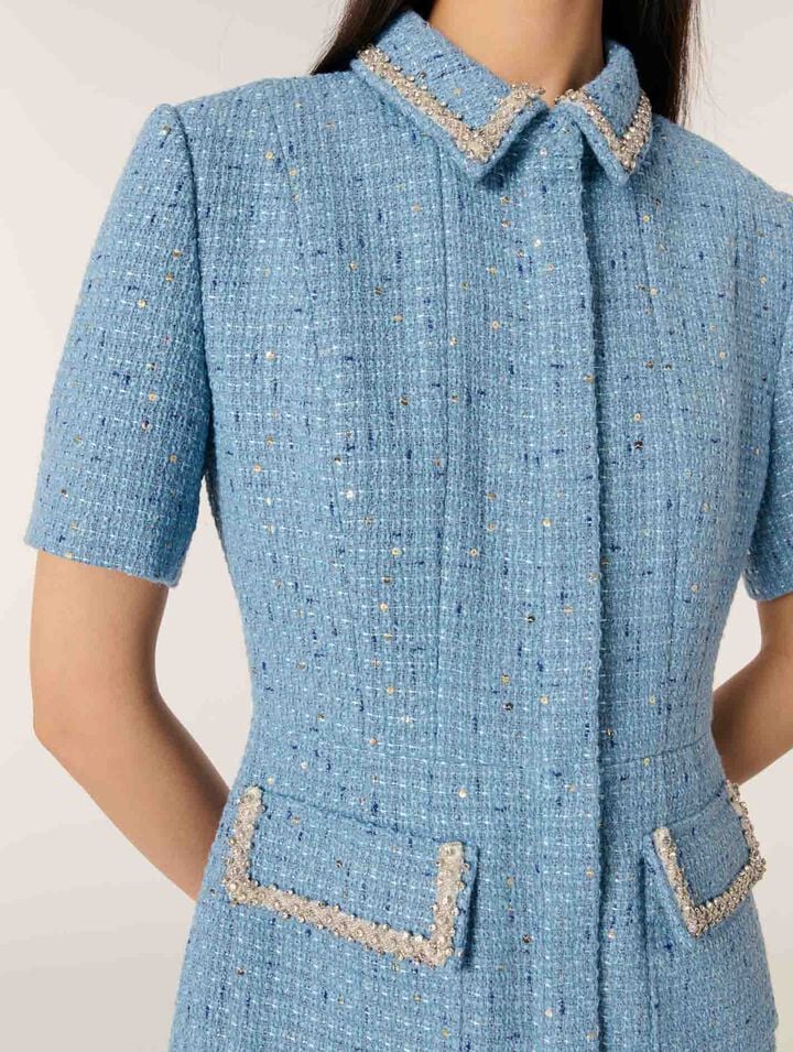 Abito corto in tweed e paillettes