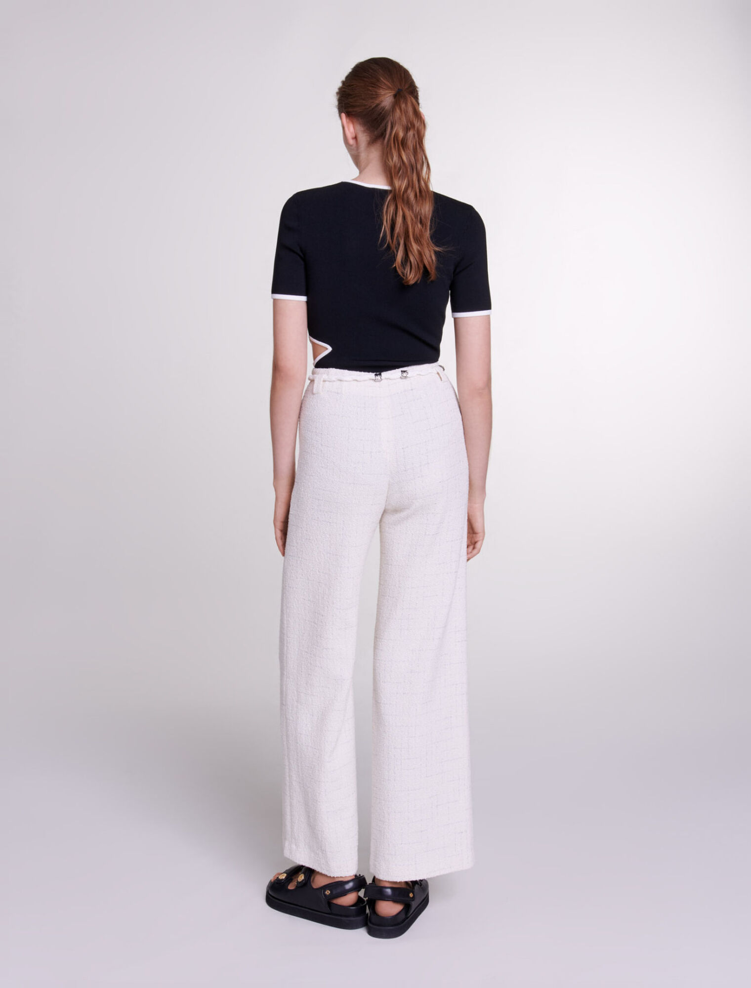 Pantaloni tweed fili metallizzati
