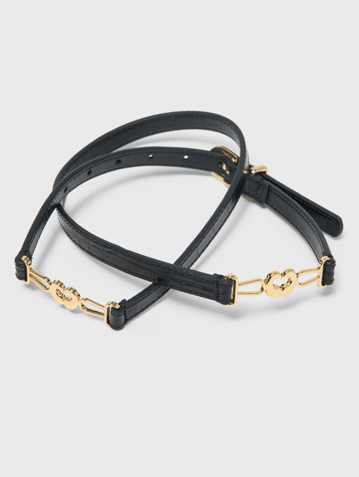 Cintura fine in pelle coccodrillo