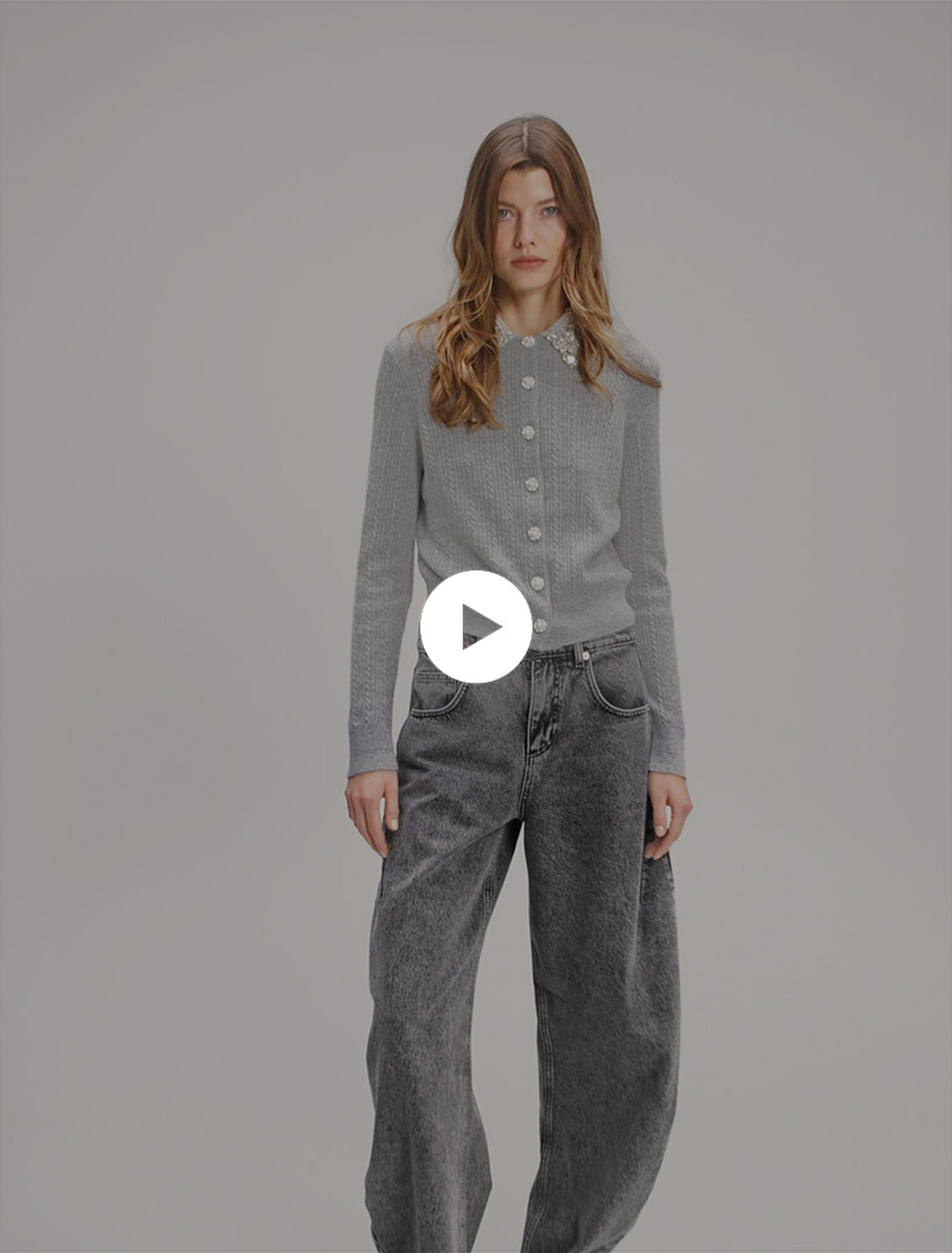 Cardigan con colletto rimovibile