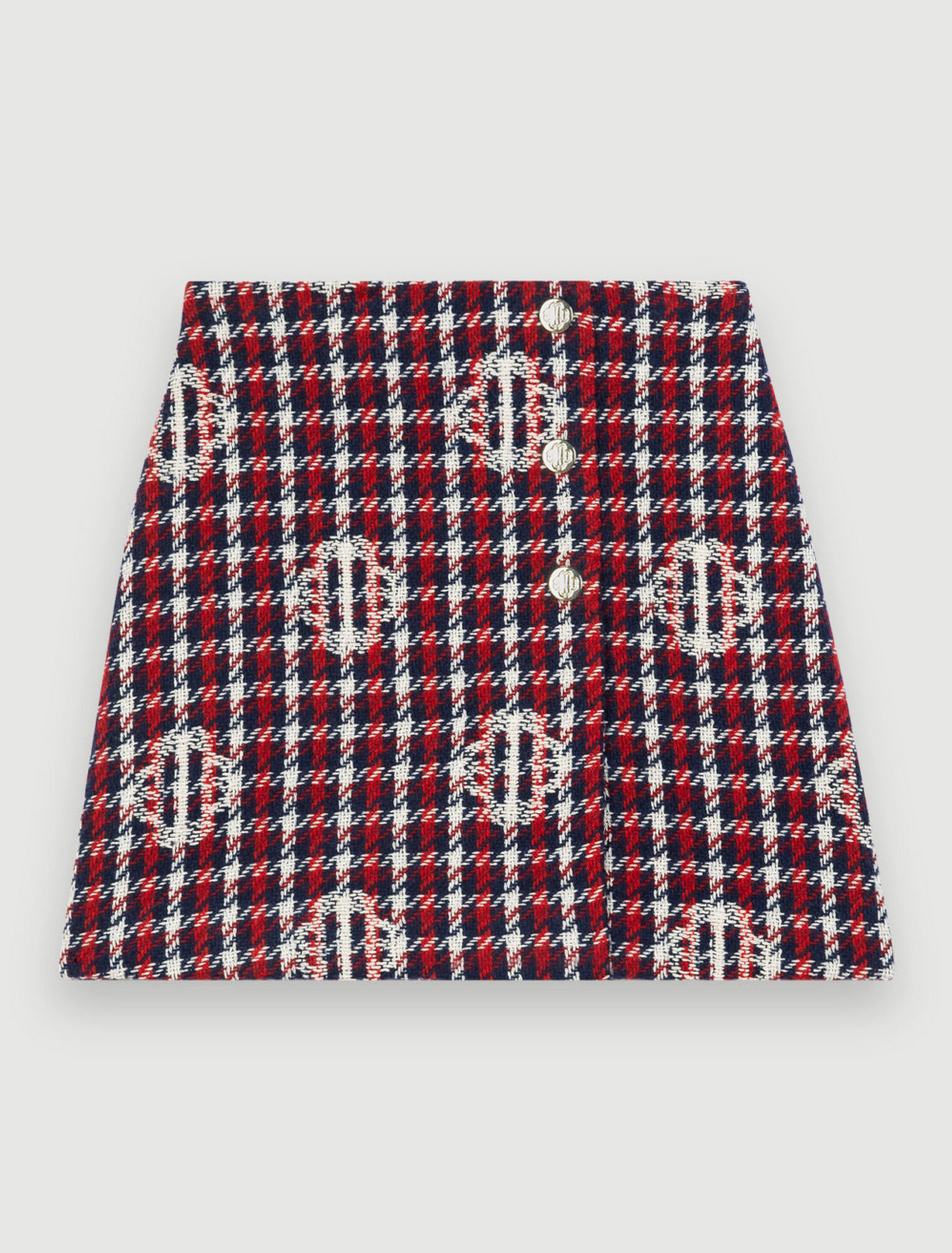 Gonna in jacquard a quadri trifoglio
