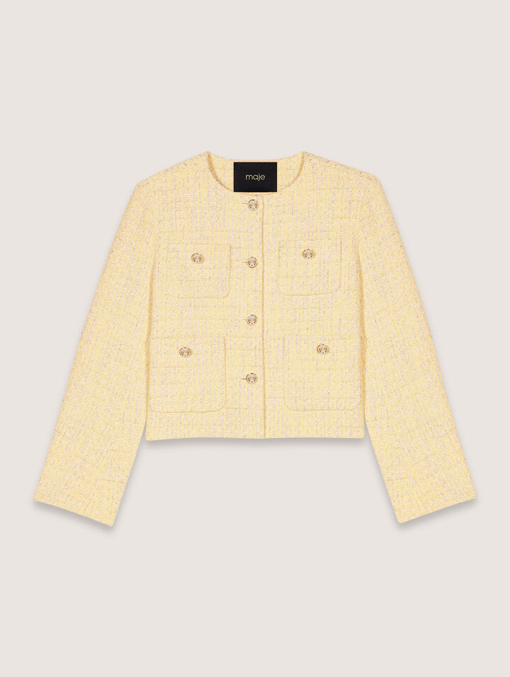 Giacca corta in tweed e lurex