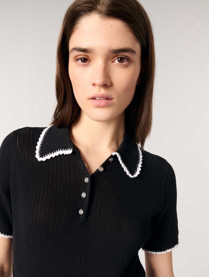 Polo in maglia pointelle
