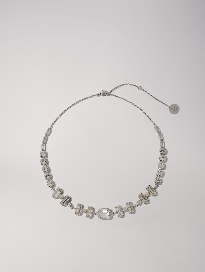 Collana girocollo argento con strass