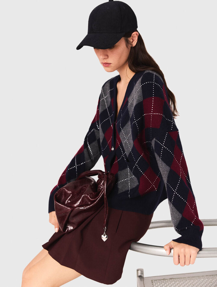 Cardigan corto con motivo argyle