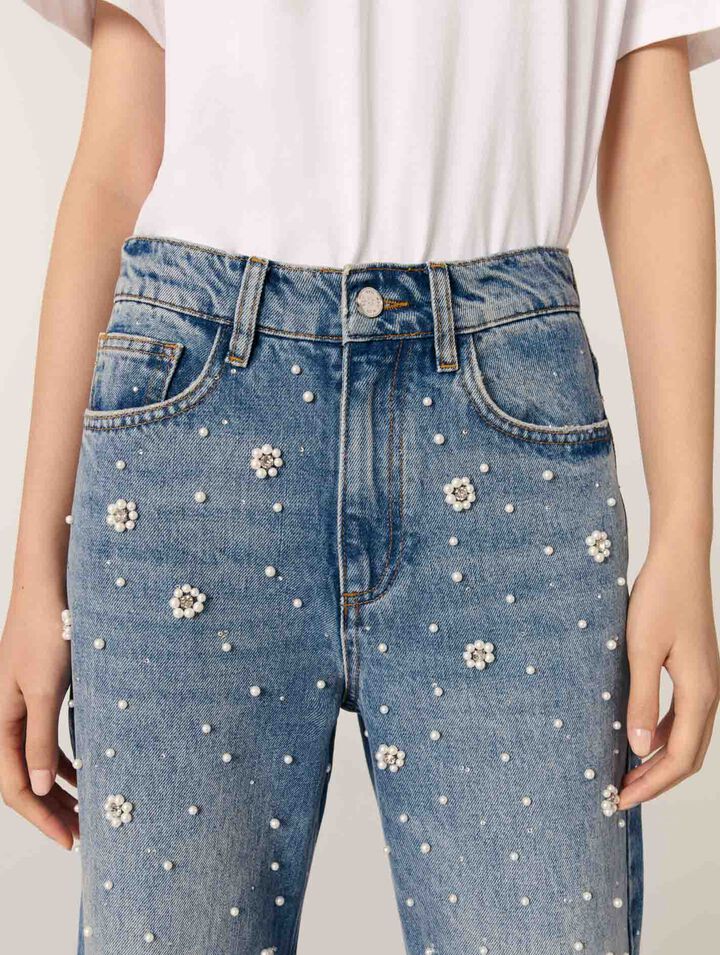 Jeans larghi ricamati