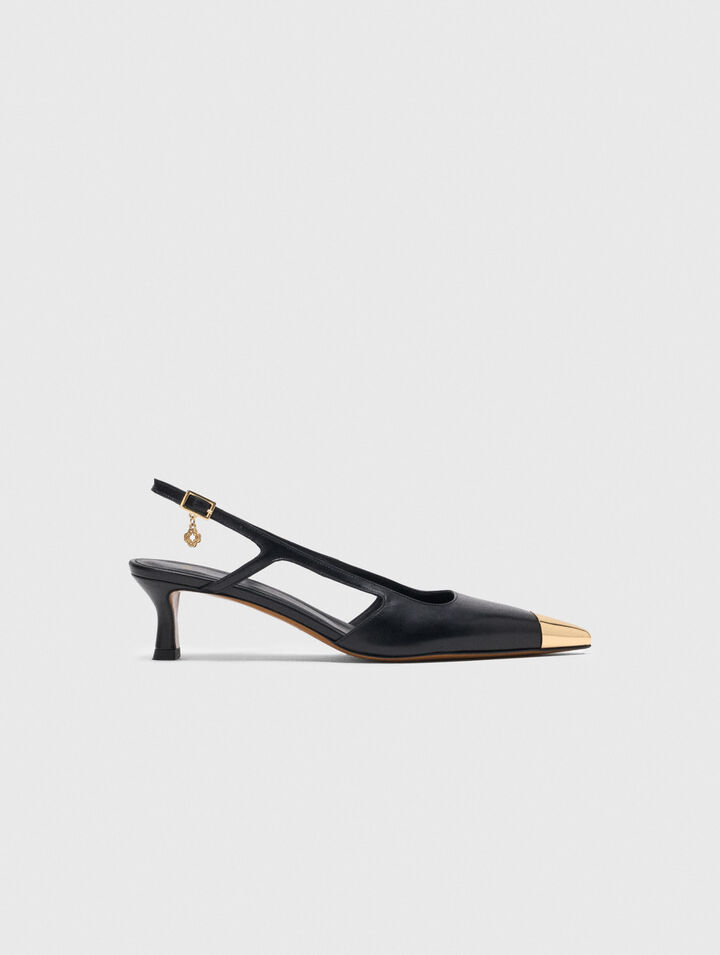 Décolleté slingback in pelle liscia