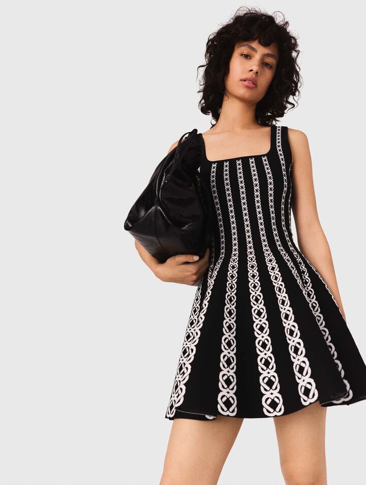 Abito corto in maglia jacquard