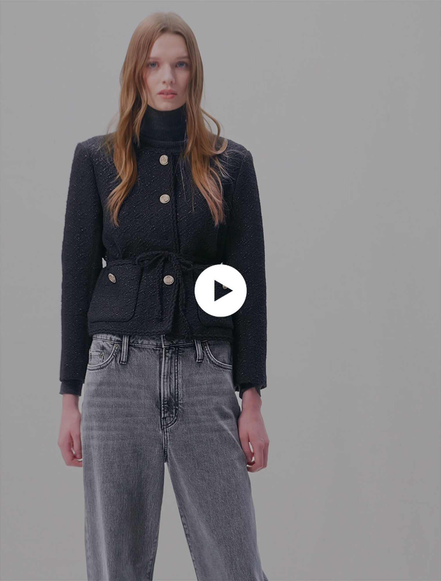Giacca dritta in tweed brillante
