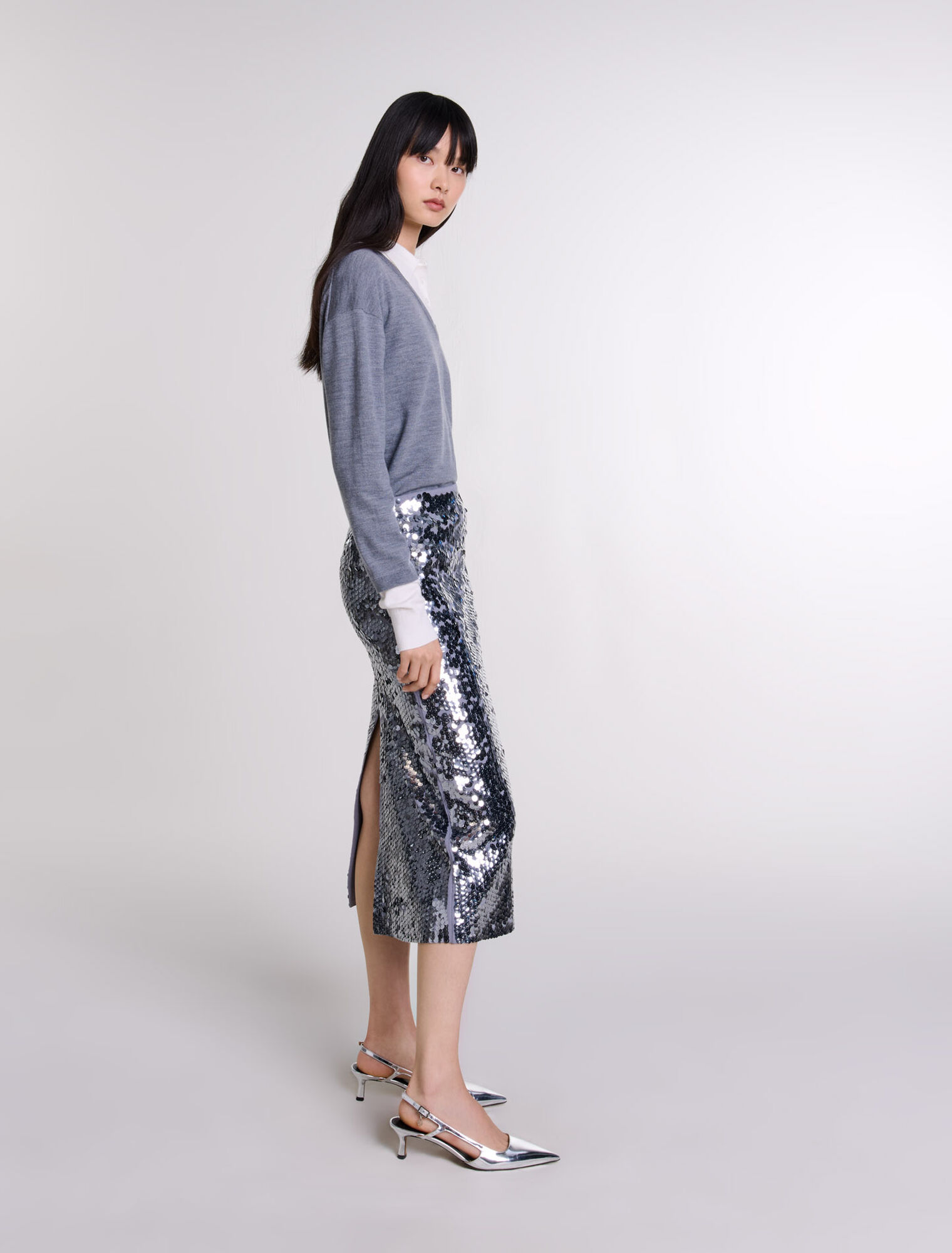 Gonna in maglia glitterata