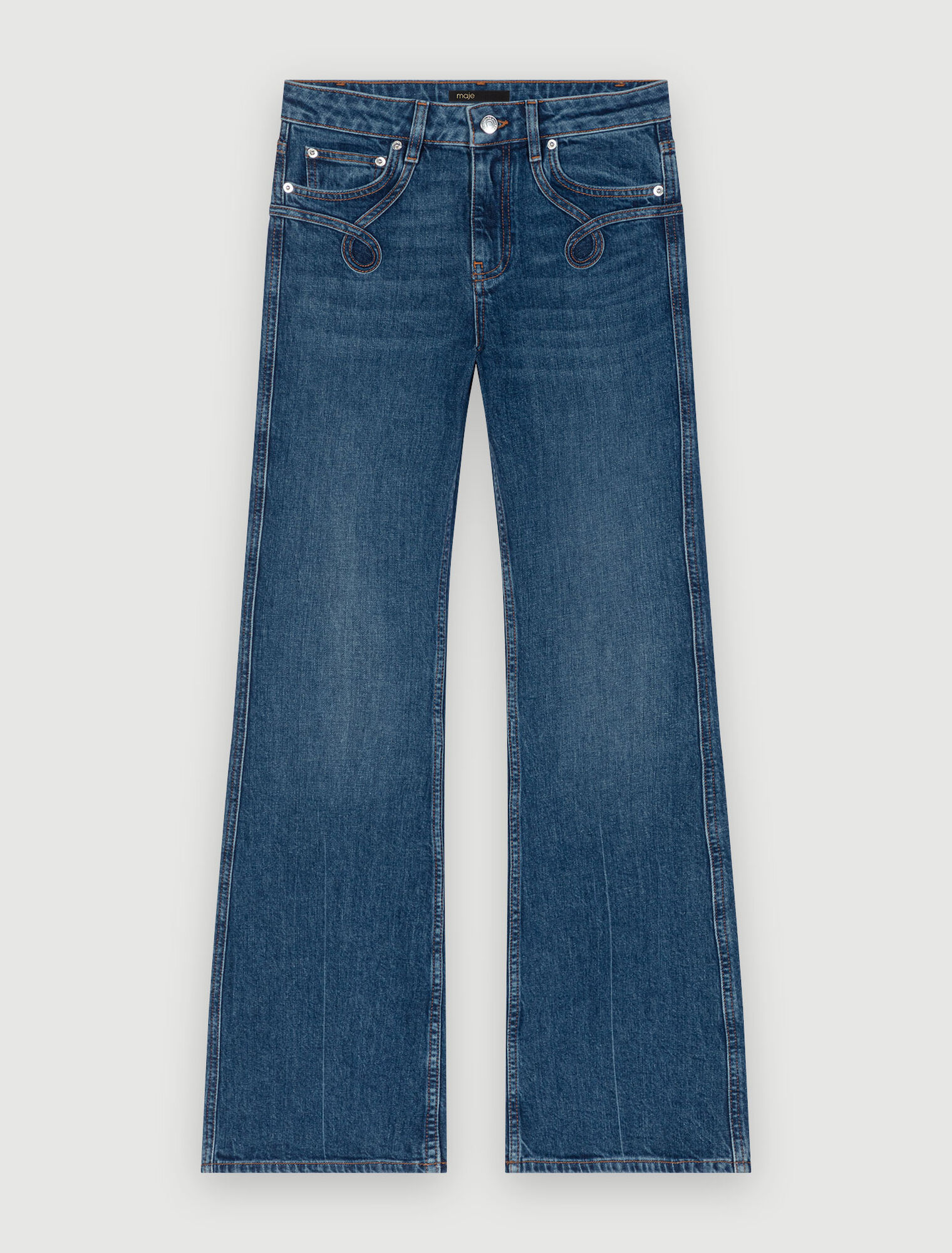 Jeans flare con tasche ricamate