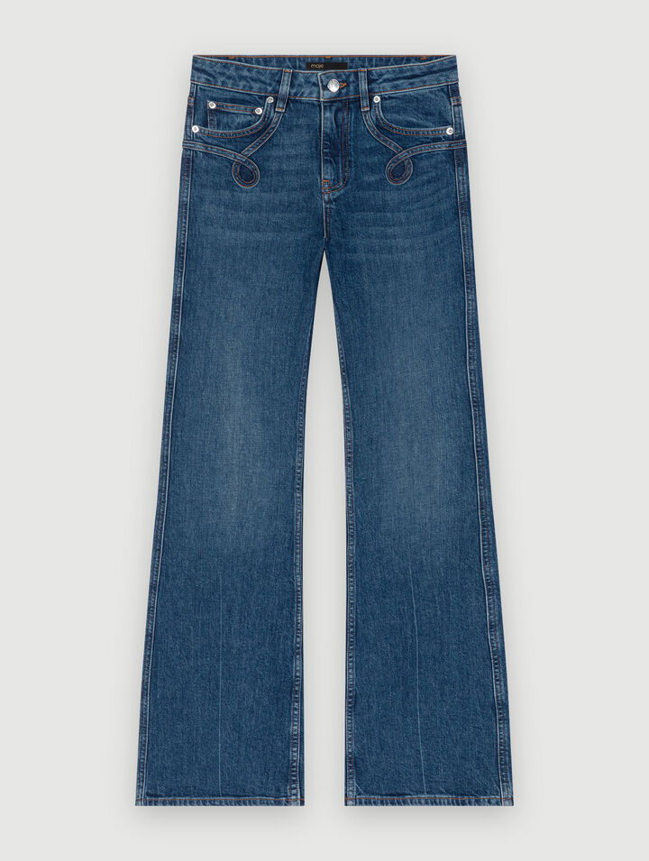 Jeans flare con tasche ricamate