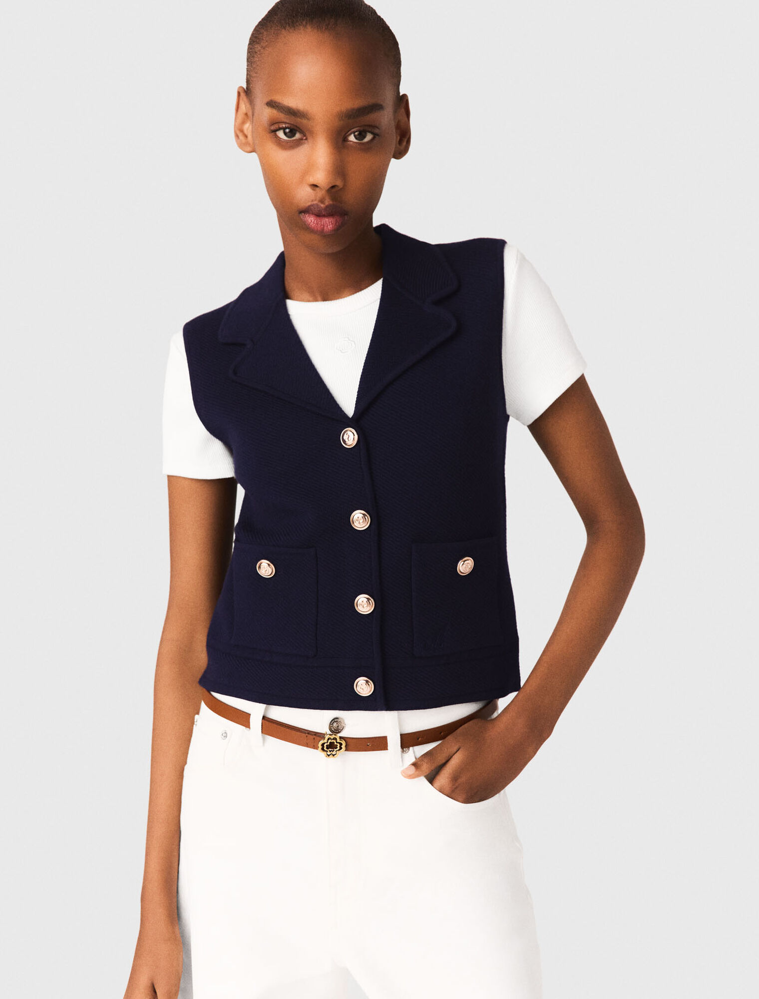 Gilet in maglia con collo polo