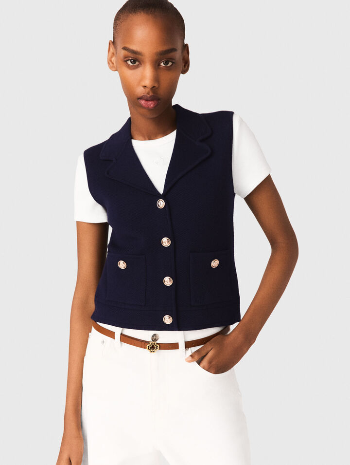 Gilet in maglia con collo polo