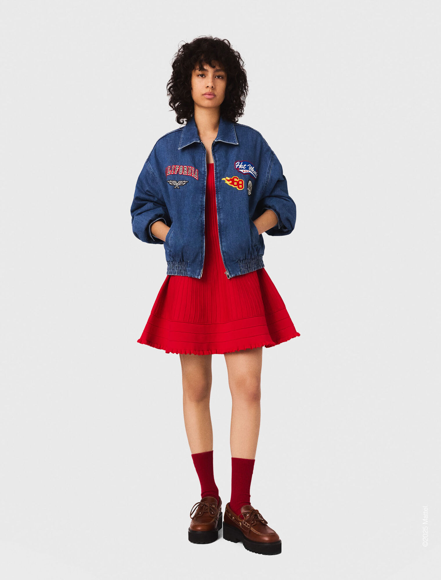 Giacca oversize in denim ricamato
