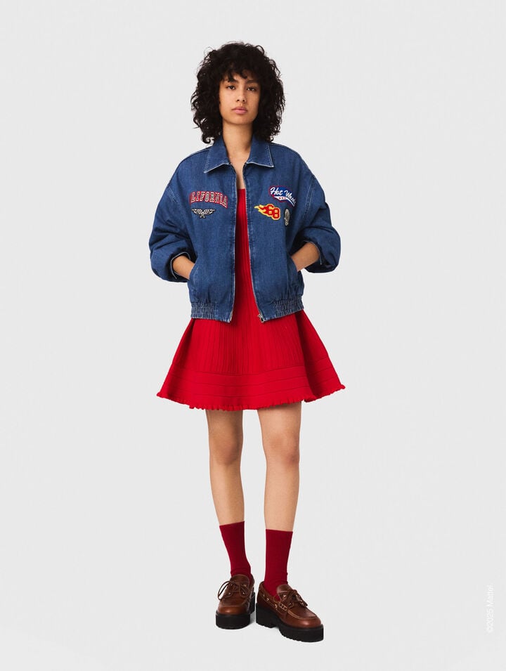 Giacca oversize in denim ricamato