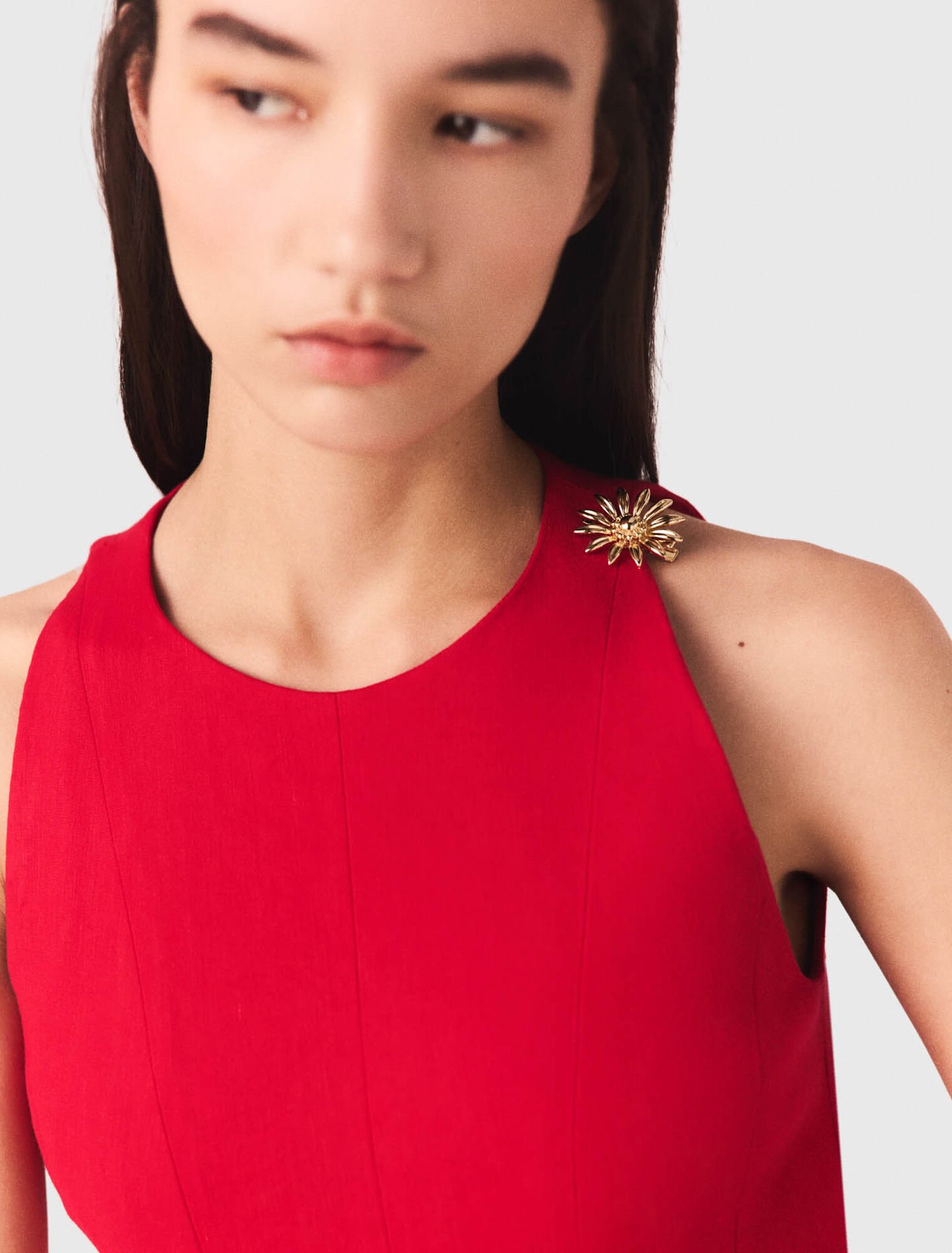 Abito corto svasato in misto lino