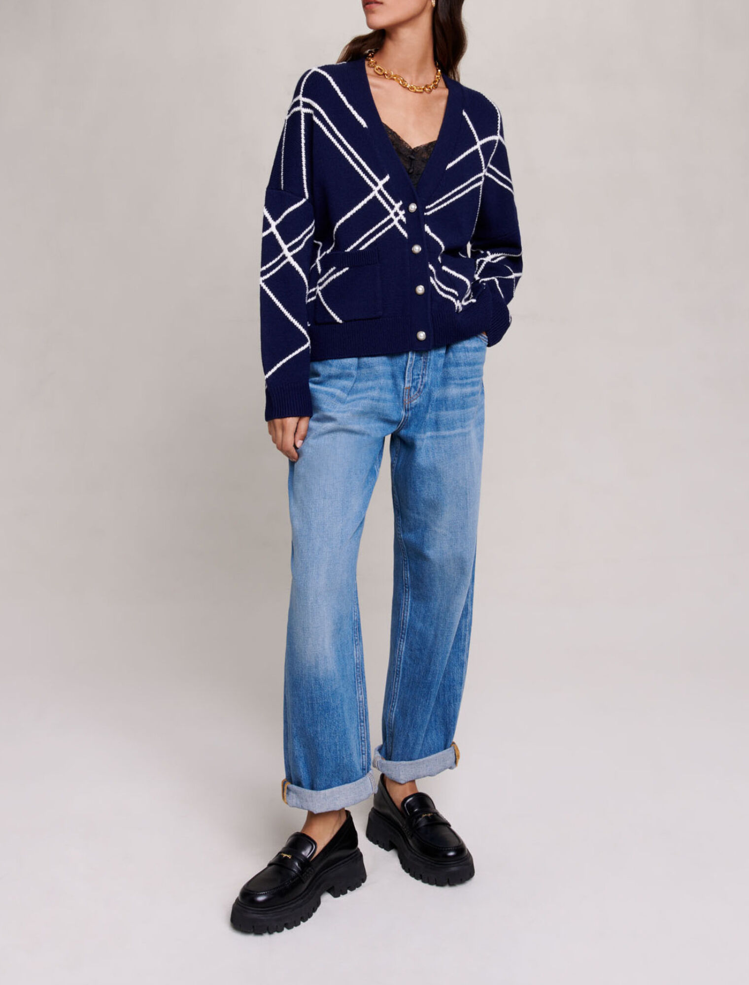Cardigan in maglia a righe