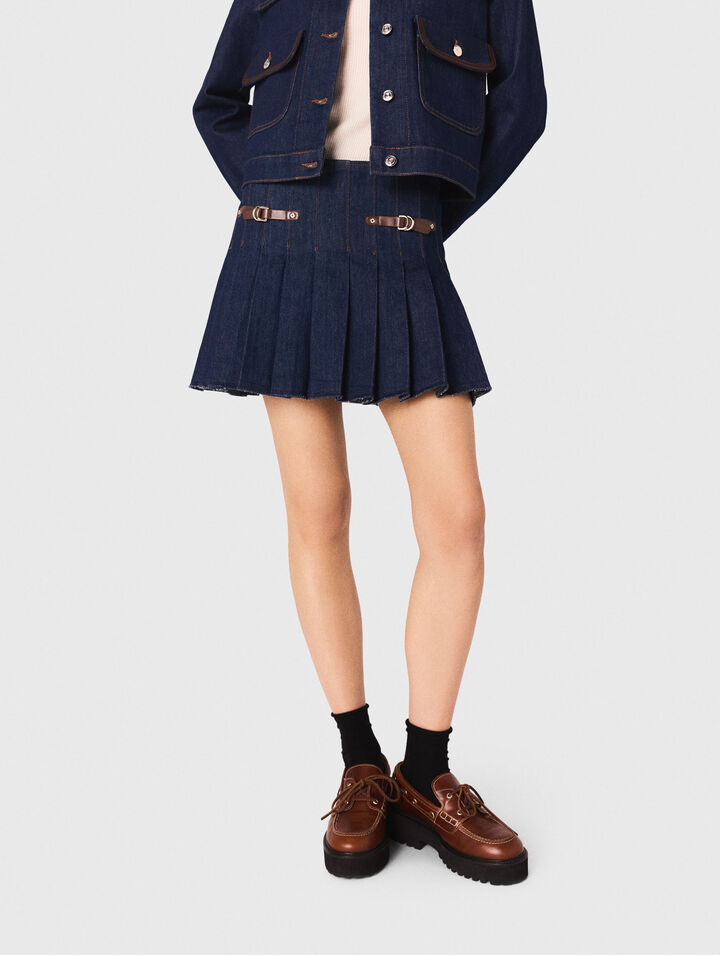 Gonna corta in denim con fodera