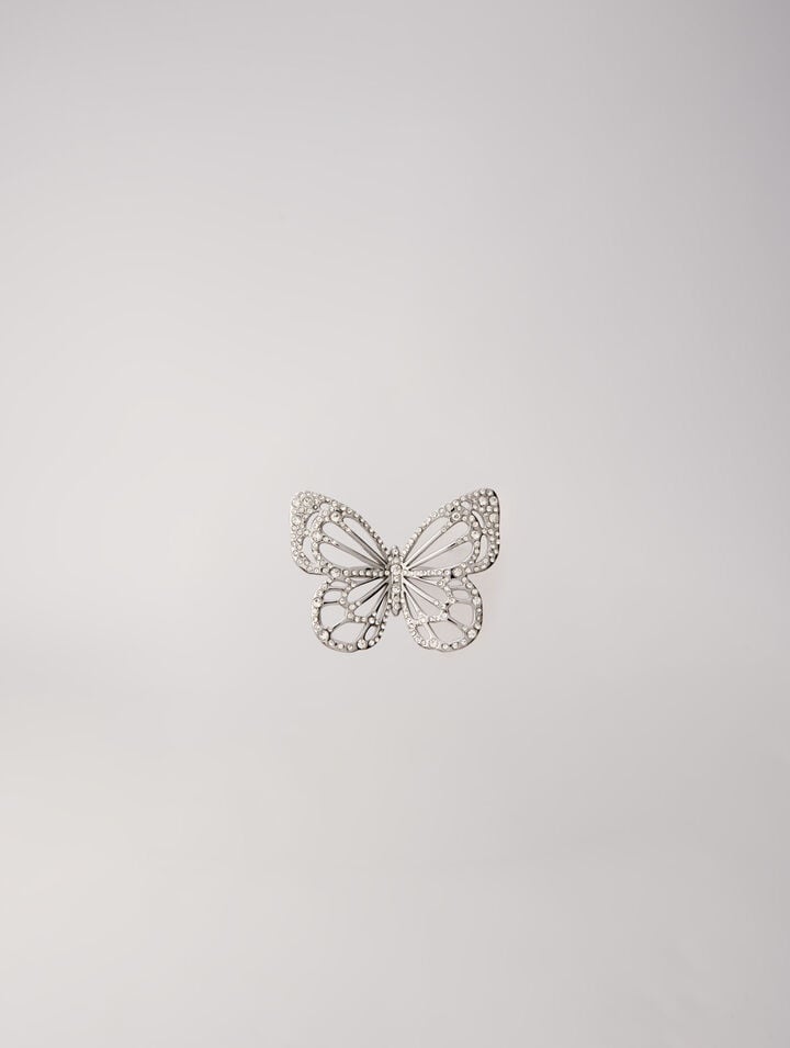 Anello con farfalla glitterata