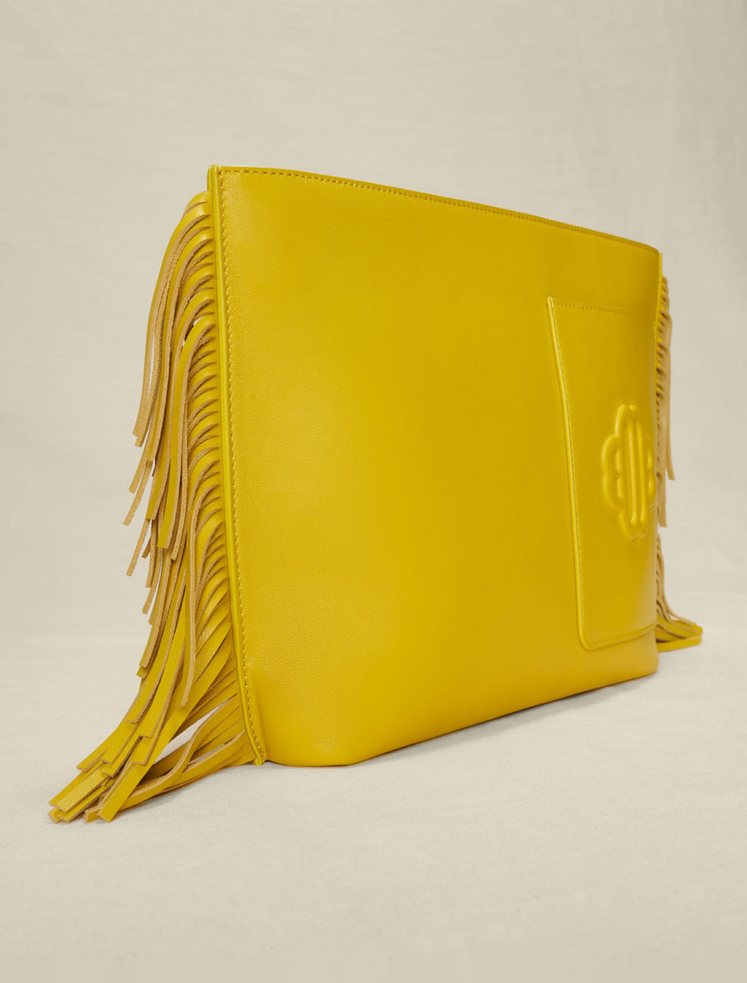 Pochette in pelle con frange