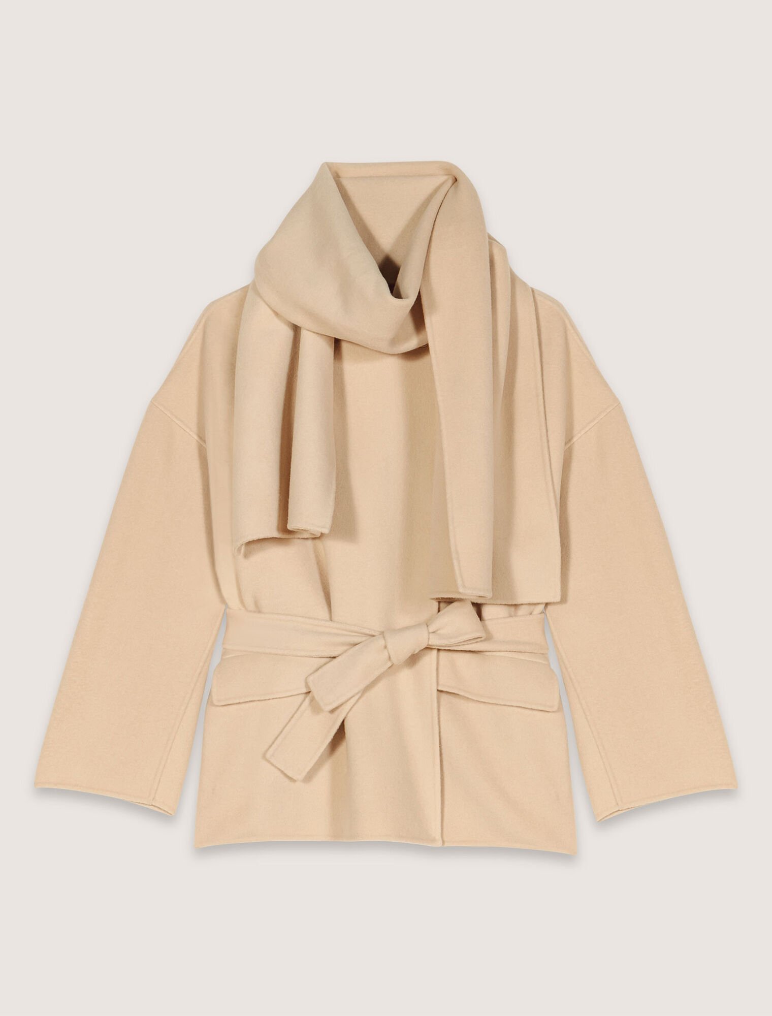 Cappotto double face con sciarpa