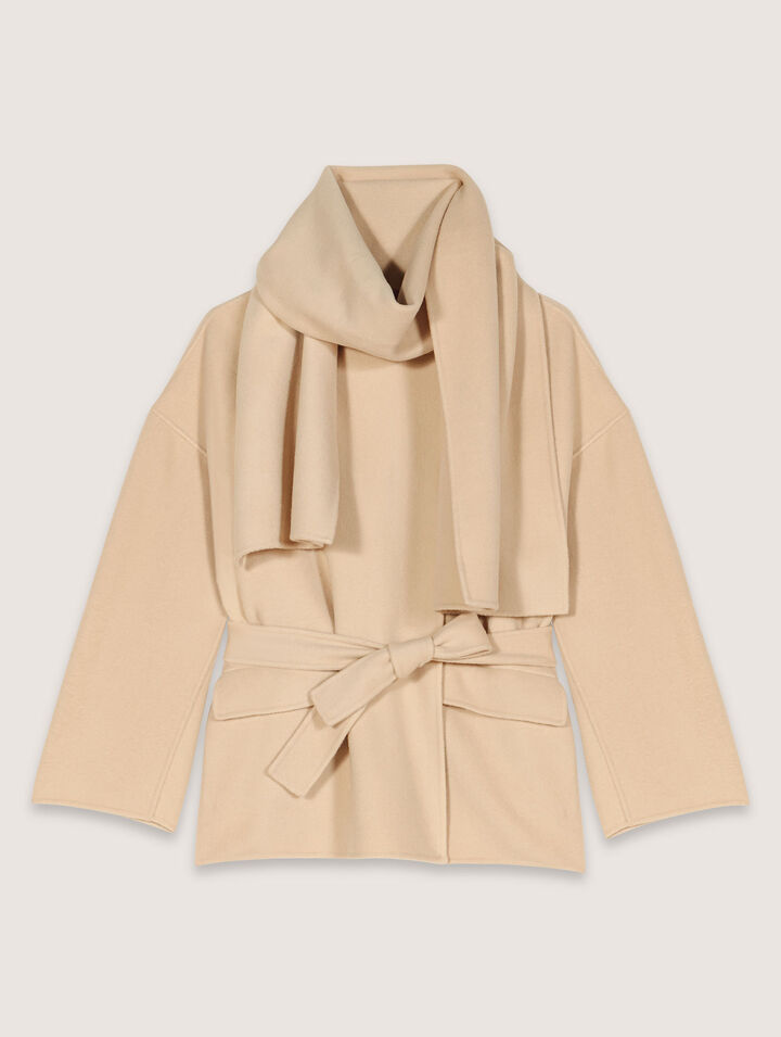 Cappotto double face con sciarpa