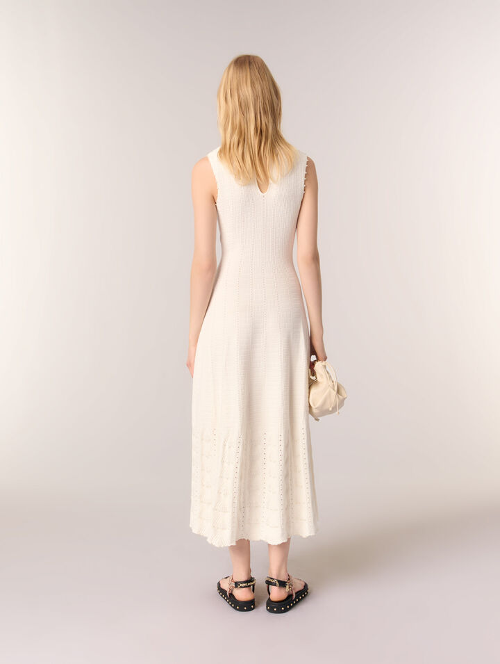 Abito in maglia pointelle con perle