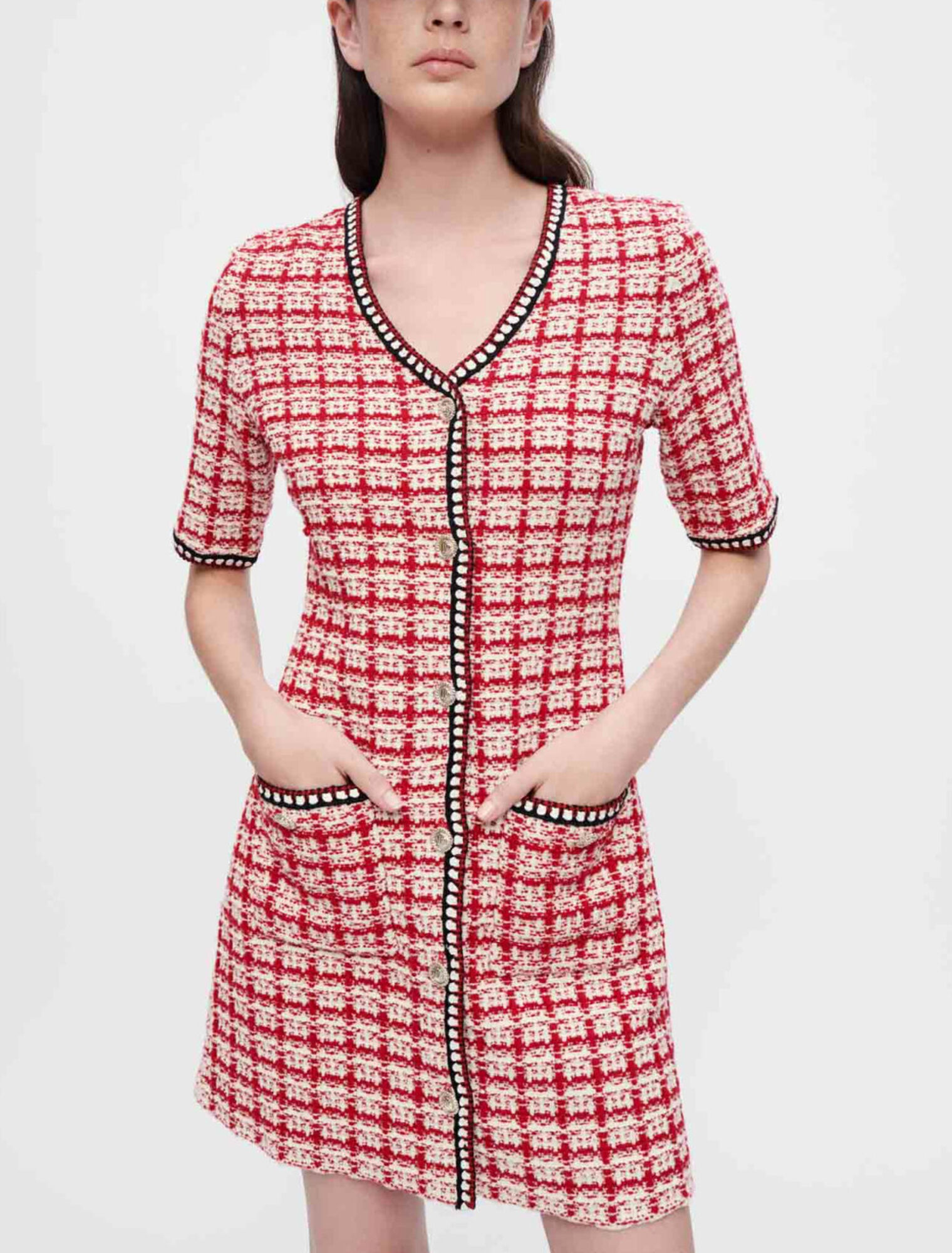 Abito in maglia stile tweed a quadri