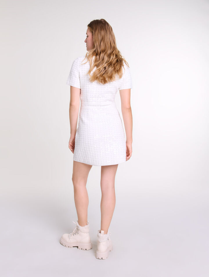 Abito corto in maglia paillettes