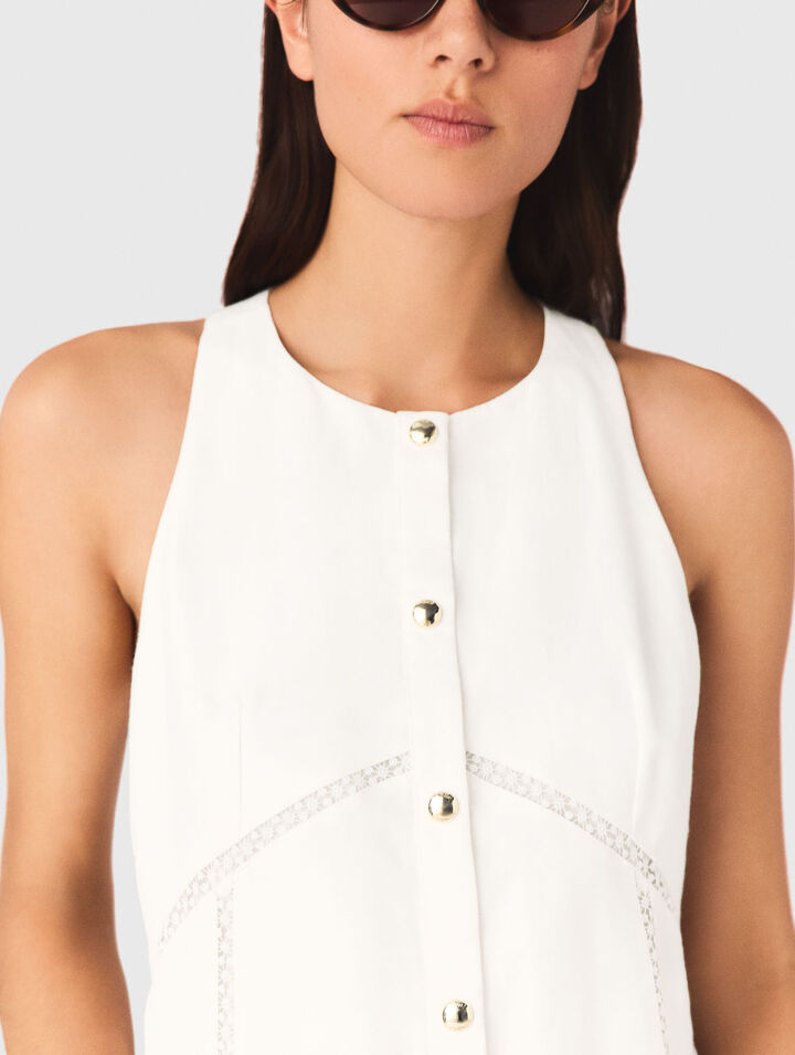 Abito in lino misto e ricamo