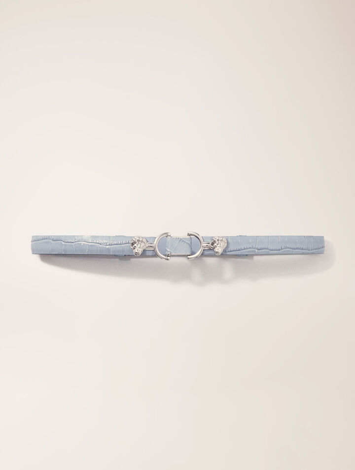 Cintura fine in pelle fibbia leone