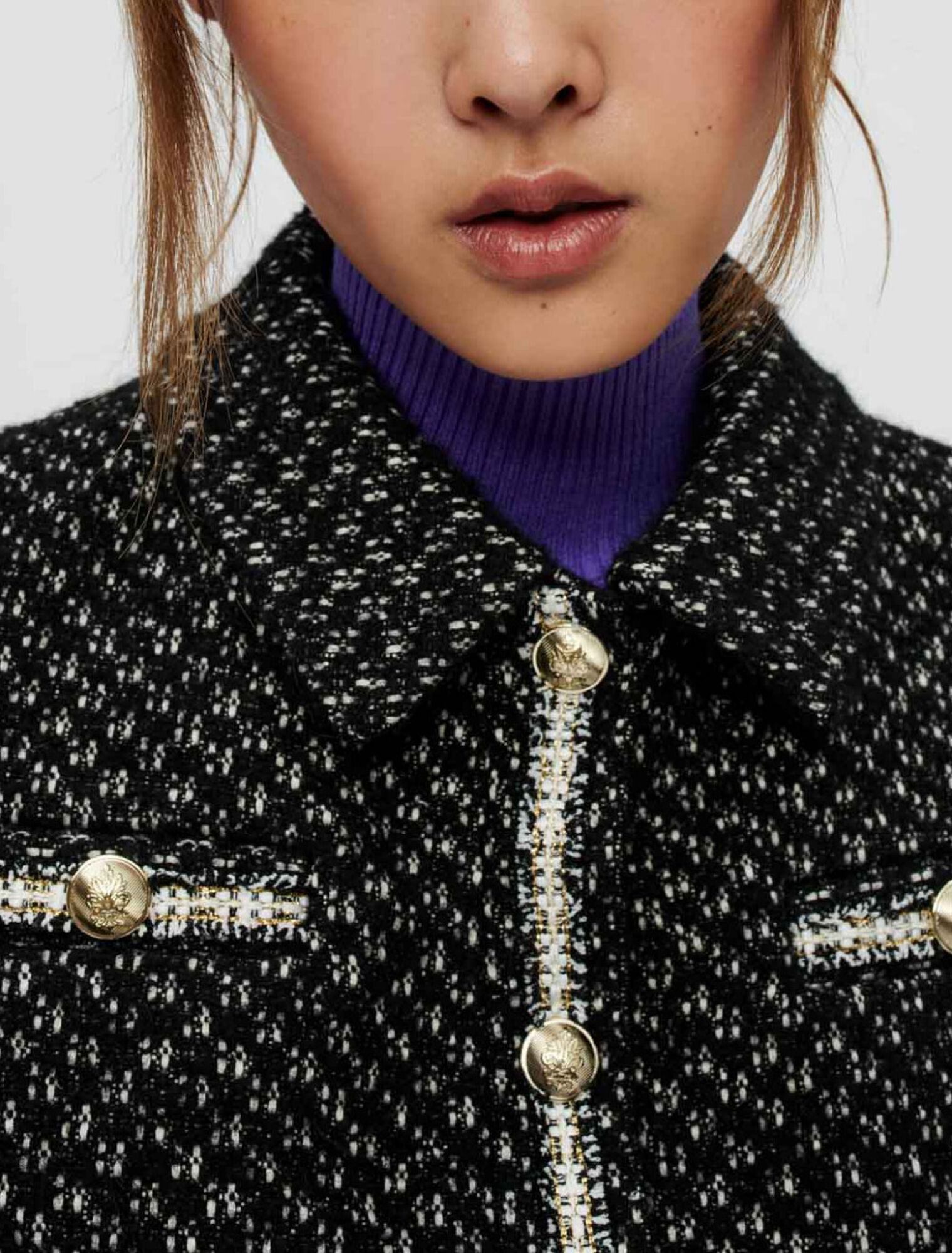 Giubbotto in tweed stretto in fondo