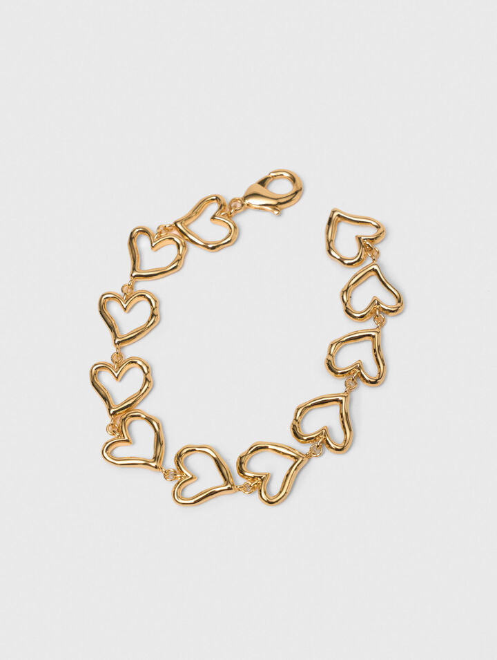 Bracciale cuore in ottone dorato