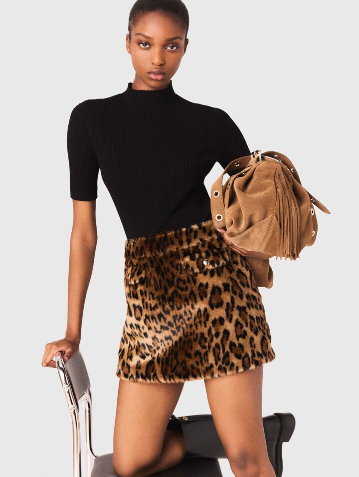 Minigonna in eco-pelliccia leopard