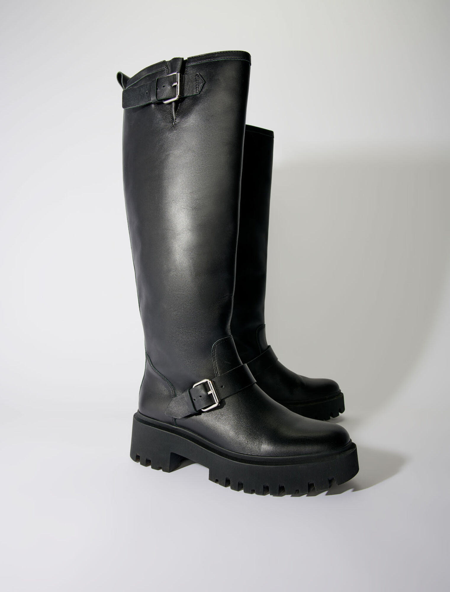 Stivali biker in pelle liscia
