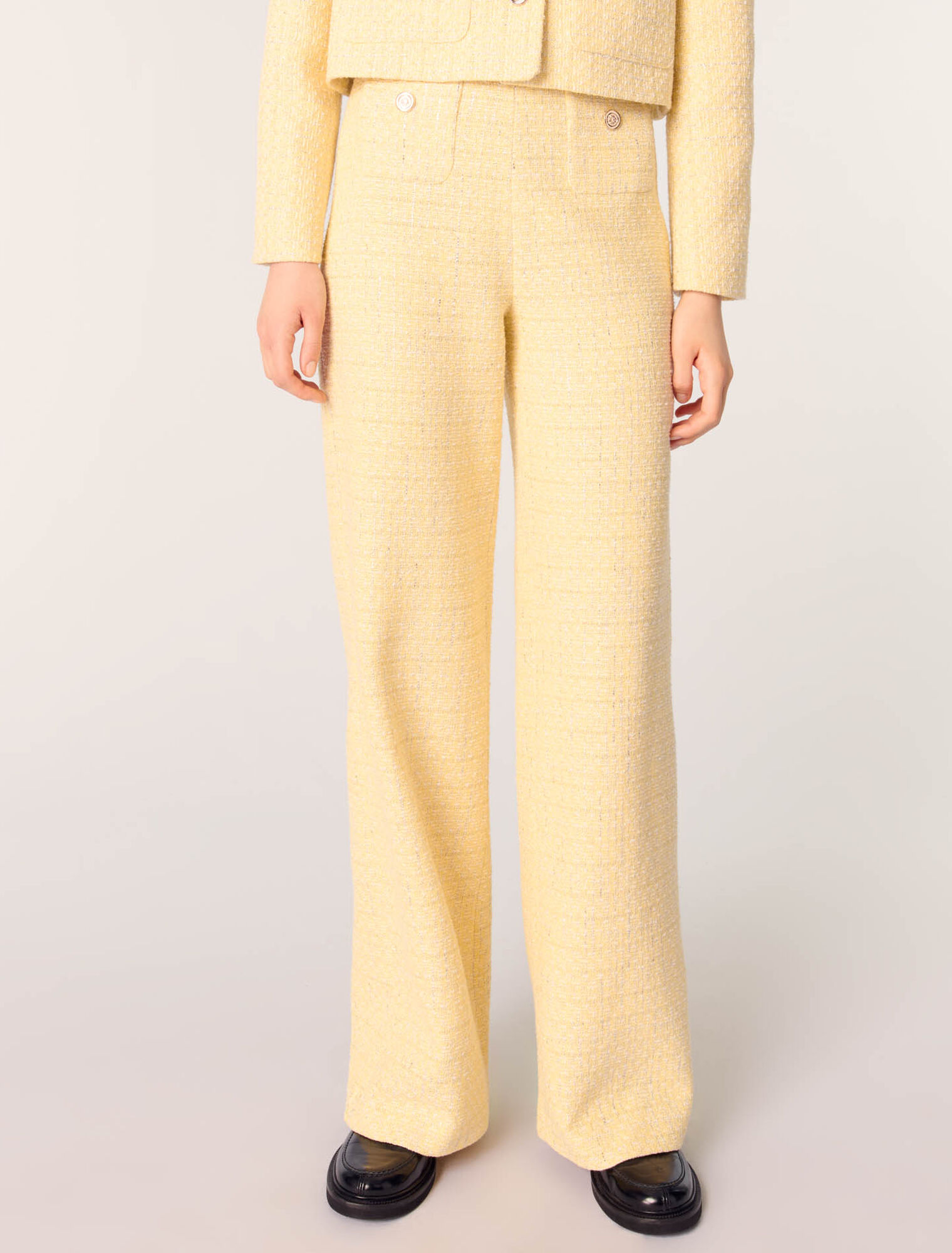 Pantaloni dritti in tweed e lurex